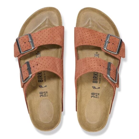 NEW Birkenstock Arizona Embossed Sandals - Suede Burnt Orange unisex 252 - Picture 9 of 10